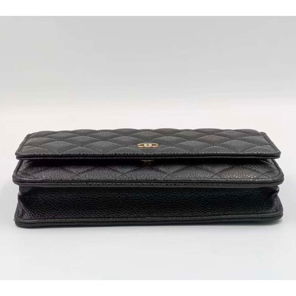 Pre-owned Chanel Caviar Quilted Wallet On Chain WOC Black - Picture 3 of 13